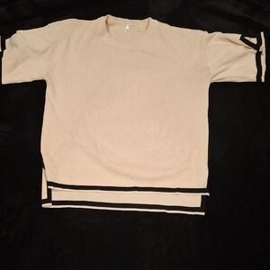 Beige and Black Short Sleeve Sweater